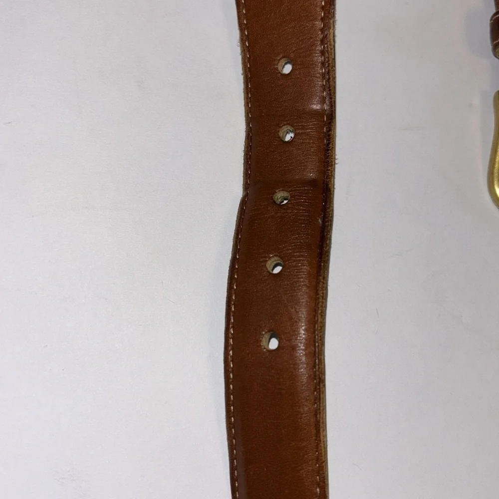 COACH BELT VINTAGE 3380 NATURAL BEIGE WOVEN UNISEX BELT BROWN LEATHER 40” LENGTH - Picture 4 of 6
